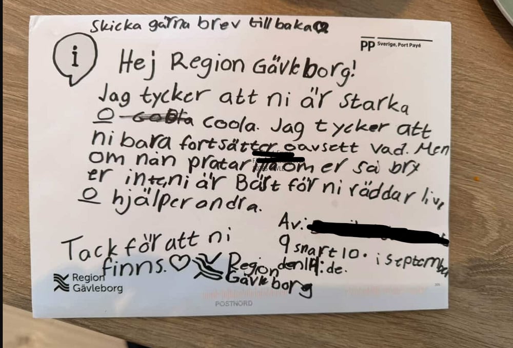 Ett papper med text på