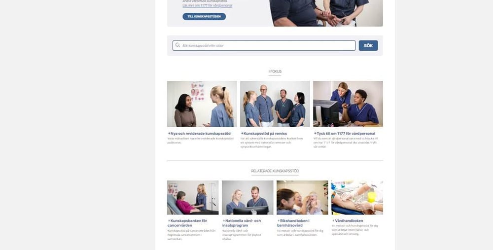 Prototypbilder på 1177 för vårdpersonal. De enskilda elementen och texterna kan ändras.
