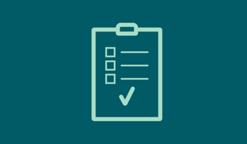 Ett klippbord med en bockmarkering på.