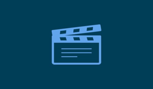 En blå ikon föreställande en filmklapp.