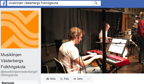 Skärmdump av musiklinjen Västerbergs folkhögskola på Facebook