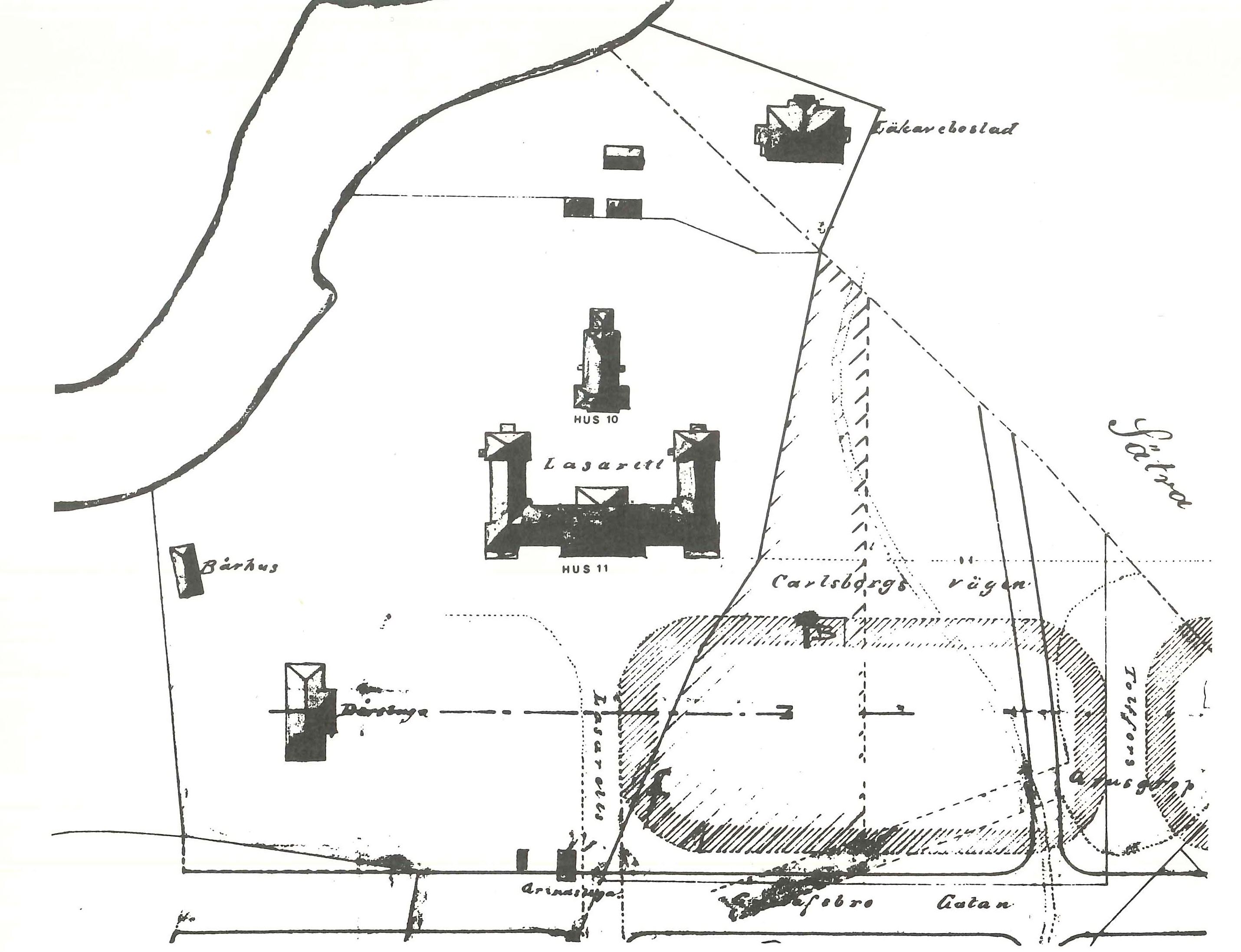 Gävle sjukhusområde – situationsplan 1887