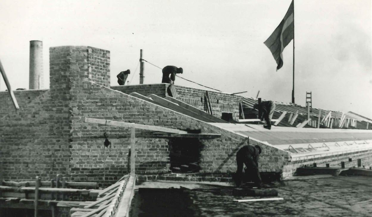 Bygget av sanatoriebyggnad på Bollnäs sjukhus 1947.