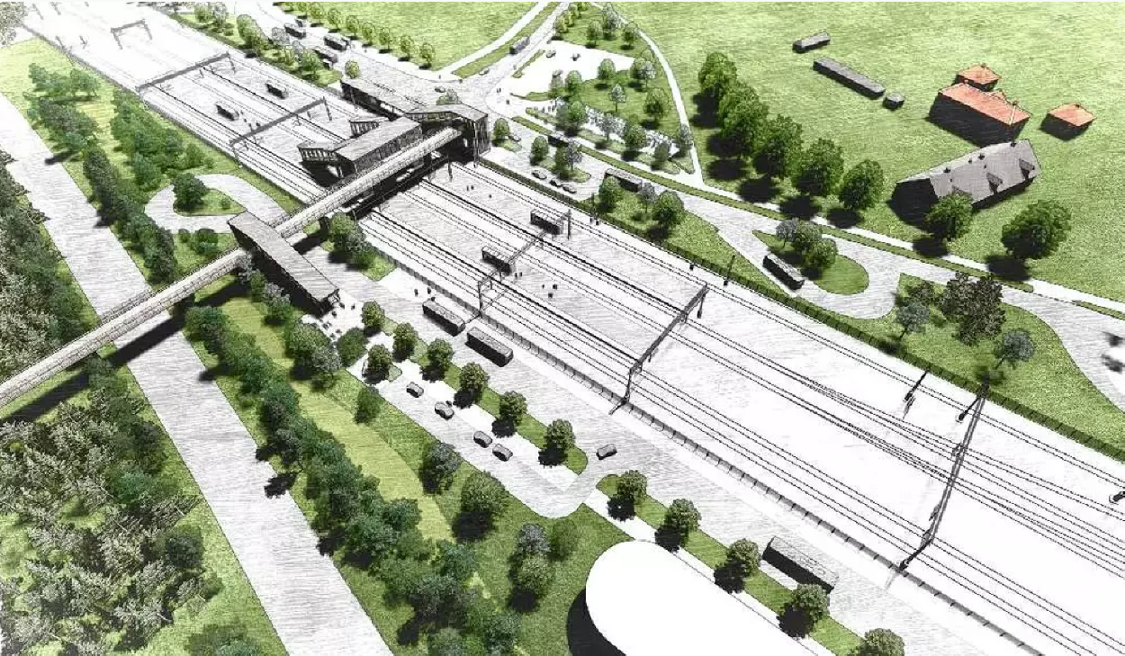 Skiss på Gävle Västra, ny järnvägsstation