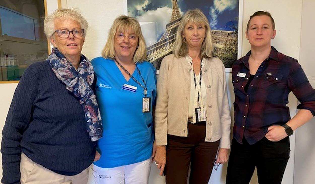 Bild på personal från ortopedavdelningen i Gävle. Från vänster: Kerstin Bäckström, VEC Annika Gelotte ortopedavdelningen Gävle, VC Anette Lund, VEC Gabriella Sahlström  ortopedavdelningen Gävle.