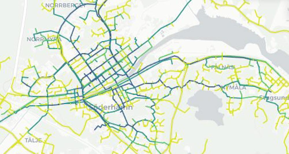 Cykelpotentialen i Söderhamn.