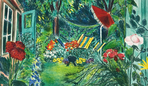 Konstverk Det röda parasollet av Evy Låås