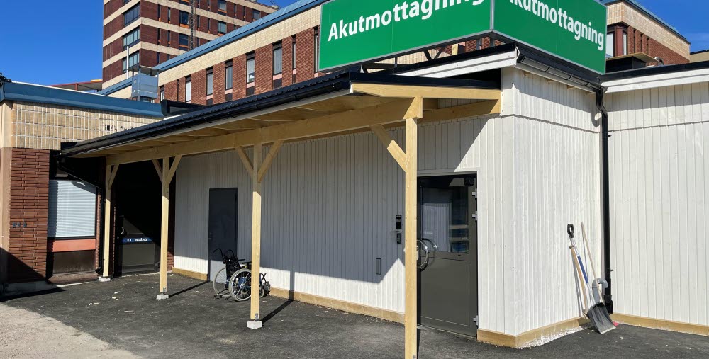 Bilden visar den nya entrén till spotcheck/akutmottagningen på Gävle sjukhus. 